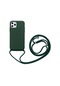 Mutcase - İphone Uyumlu İphone 11 Pro Max - Kılıf Renkli İp Askılı Koruyucu Ropi Kapak - Koyu Yeşil