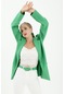 Düşük Omuz Kemerli Atlas Kumaş Blazer Ceket - Yeşil-yeşil