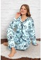 Nisanca Kadın Kışlık Welsoft Peluş Polar Düğmeli Pijama Takımı Buz Mavisi