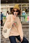 Baskı Detaylı Oversıze Sweatshırt Camel 11556998