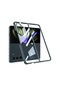 Noktaks - Samsung Galaxy Uyumlu Z Fold 5 - Kılıf Metal Görünümlü Full Camlı Kıpta Kapak - Gümüş Yeşili