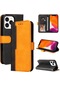 İphone Uyumlu 13 Pro Max İçin İş Dikiş-renkli Yatay Flip Pu Deri Kılıf, Tutucu Ve Kart Yuvaları Ve Fotoğraf Çerçeveli Turuncu