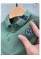 Yaz Erkek Kısa Kollu T-shirt Yaka M Işlemeli Pamuk - Yeşil