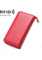 902 Antimanyetik Rfıd Litchi Doku Kadın Büyük Kapasiteli El Cüzdan Çanta Telefon Çanta Kart Yuvaları İle Kırmızı