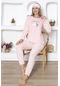 Fwn 5031 Peluş Welsoft Polar Kışlık Yumoş Kedi Desenli Kadın Pijama Takımı Toz Pembe