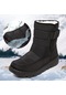 Haki Kadın Sıcak Su Geçirmez Pamuk Ayakkabı Naylon Kar Botları Kış Ayak Bileği Çizmeler Kaymaz Kısa Çizmeler
