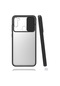Mutcase - Samsung Uyumlu Galaxy M11 - Kılıf Slayt Sürgülü Arkası Buzlu Lensi Kapak - Siyah