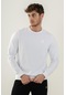 Maraton Sportswear Regular Erkek Bisiklet Yaka Uzun Kol Basic Beyaz Sweatshirt 21703-beyaz