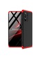 Noktaks - Xiaomi Redmi K40 Uyumlu - Kılıf Parmak İzi Yapmayan 3 Parça Ays Kapak - Siyah-kırmızı