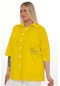 Büyük Beden Cepli Cotton Gömlek - Sarı