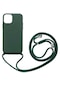 Kilifone - İphone Uyumlu İphone 12 Mini - Kılıf Renkli İp Askılı Koruyucu Ropi Kapak - Koyu Yeşil