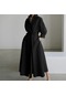 Kadınların Yeni Banliyö Modası Dokuz Çeyrek Kollu Gevşek Geniş Etek Elbise Siyah