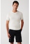 Avva Erkek Beyaz Bisiklet Yaka Yumuşak Tuşe Ribanalı Regular Fit Triko T-Shirt