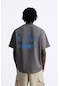 The Champ Clothing Bisiklet Yaka Peanuts Records Baskılı Oversize Füme Erkek T-shirt Füme