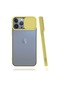 Kilifolsun iPhone Uyumlu 13 Pro Max Kılıf Slayt Sürgülü Arkası Buzlu Lensi Kapak Sarı