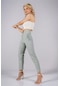 Kadın Mint Yeşili Pileli Boru Paça Kumaş Pantolon - L