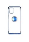 Tecno - Samsung Galaxy Uyumlu A31 - Kılıf Yüzüklü Kenarları Renkli Arkası Şeffaf Gess Silikon - Mavi
