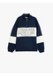 Koton Yarım Fermuarlı Slogan Baskılı Oversize Şardonlu Sweatshirt Lacivert 5wal10682ık