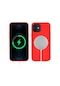 Noktaks - iPhone Uyumlu 12 Mini - Kılıf Kablosuz Şarj Destekli Silksafe Magsafe Kapak - Kırmızı