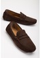 Hakiki Deri Nubuk Rok Kolej Model Kahverengi Erkek Günlük Loafer Ayakkabı-3040-Kahve