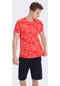 Maraton Sportswear Regular Erkek Bisiklet Yaka Kısa Kol Beach Kırmızı T-Shirt 20927-Kırmızı