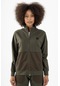 Maraton Sportswear Comfort Kadın Dik Yaka Düşük Kol Basic Açık Haki Tracktop 22178-açık Haki