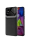 Tecno - Samsung Galaxy Uyumlu M51 - Kılıf Deri Görünümlü Parlak Mika Tasarımlı Emiks Kapak - Siyah