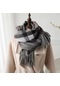 Kış Ekose Kaşmir Battaniye Gibi Eşarp Tasarımı Kalın Sıcak Pashmina Şal Püskül 1111-7-e One Size 1111-7-e