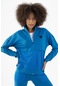 Maraton Sportswear Comfort Kadın Dik Yaka Düşük Kol Basic Saks Tracktop 22178-saks
