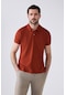 Ds Damat Regular Fit Kiremit Pike Dokulu %100 Pamuk Kıvrılmaz Polo Yaka Nakışlı T-shirt 4HC14ORT51000 Kiremit