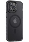iPhone Uyumlu 14 Pro Kılıf Mat Arka Yüzey Wireless Şarj Özellikli Lopard Locik Kapak - Siyah