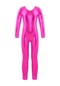 Siyah Çocuklar Kızlar Uzun Kollu Bale Dans Leotard Jimnastik Unitard Parlak Metalik Balerin Leotard Bodysuit