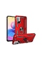 Kilifolsun Xiaomi Uyumlu Redmi Note 10 5g Kılıf Yüzüklü Çift Katman Zırh Tank Vega Kapak Kırmızı