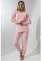 Fawn 5019 Peluş Welsoft Polar Kışlık Yumoş Kadın Pijama Takımı Love Pembe