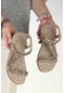 Vojo Maria Gj Comfort Taşlı Lastikli Kadın Sandalet 3 Renk 267800000616 14 Bej