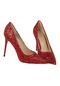 İkkb Sivri Uçlu Parlak Payet Kadın Klasik Topuklu Ayakkabı Kırmızı