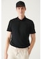 Avva Erkek Siyah Standart Fit Normal Kesim 3 Düğmeli Kıvrılmaz Polo Yaka T-Shirt E001035