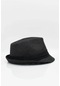 Kadın Hasır Fedora Şapka - Siyah - Standart