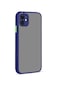 Mutcase - İphone Uyumlu İphone 11 - Kılıf Arkası Buzlu Renkli Düğmeli Hux Kapak - Lacivert