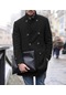 Ikkb Sonbahar Ve Kış Yeni Gündelik Moda Erkek Bol Orta Uzunlukta Ceket Siyah