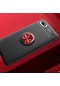 Tecno - Huawei Y5 2018 / Honor 7s - Kılıf Yüzüklü Auto Focus Ravel Karbon Silikon Kapak - Siyah-kırmızı