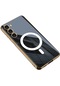 Mutcase - Samsung Uyumlu Galaxy S23 - Kılıf Kablosuz Şarj Destekli Aynalı Kent Magsafe Kapak - Siyah