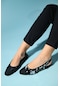 Luvishoes Lujo Siyah Payetli Kadın Arkası Açık Düz Babet Ayakkabı