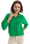 Kadın Yeşil Tek Cep Kısa Gömlek-22802-yeşil