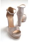 Luvishoes 08k15 Altın Sim Topuklu Kadın Ayakkabı