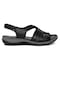 Mammamia D24ys-1265 Kadın Hakiki Deri Düz Sandalet Siyah-siyah