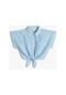 Koton Crop Gömlek Önden Bağlama Detaylı Kısa Kollu Cepli Modal Kumaş Mavi 4skg60018aw 4SKG60018AW635