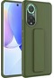 Noktaks - Huawei Honor 50 Uyumlu - Kılıf Mat Koruyucu El Tutacaklı Stand Olabilen Qstand Kapak - Koyu Yeşil