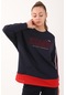 Maraton Sportswear Comfort Kadın Bisiklet Yaka Uzun Kol Basic Açık Lacivert Sweatshirt 18440-açık Lacivert