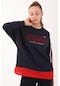 Maraton Sportswear Comfort Kadın Bisiklet Yaka Uzun Kol Basic Açık Lacivert Sweatshirt 18440-açık Lacivert